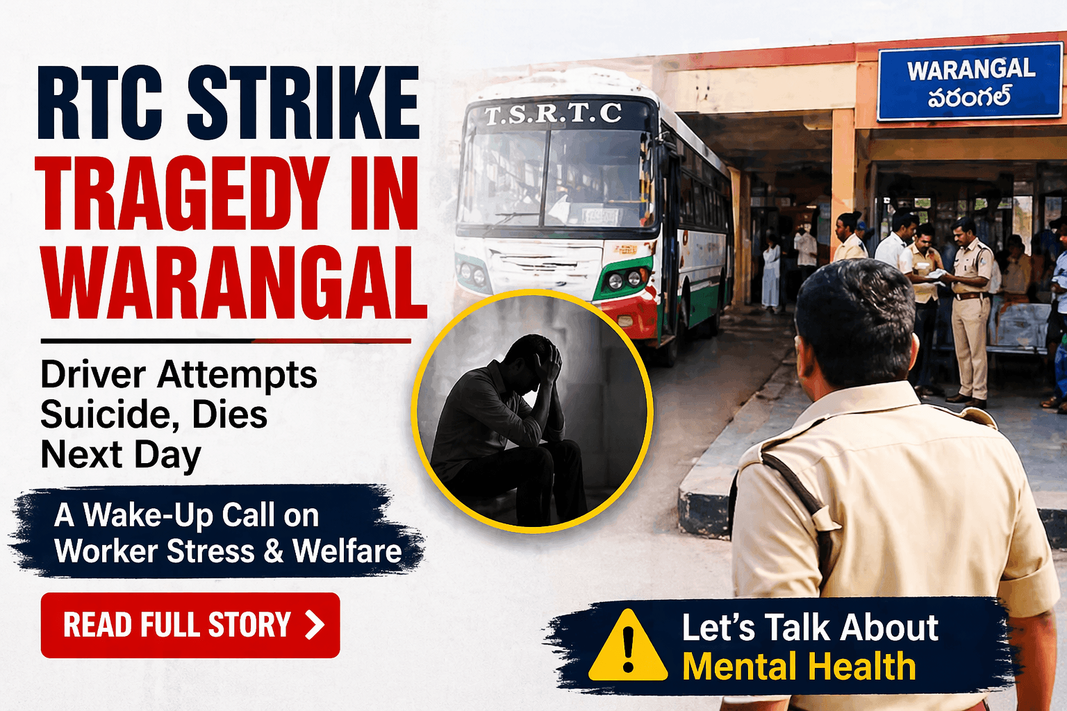 RTC Strike in Telangana: Warangal Driver’s Death Highlights Worker Crisis and Mental Health Concerns